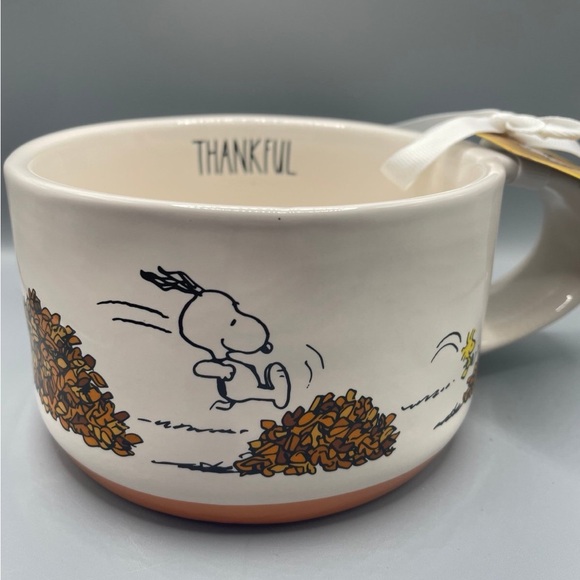 Rae Dunn Peanuts Snoopy Fall And Thanksgiving THANKFUL Soup Bowl Mug NEW - Picture 3 of 5